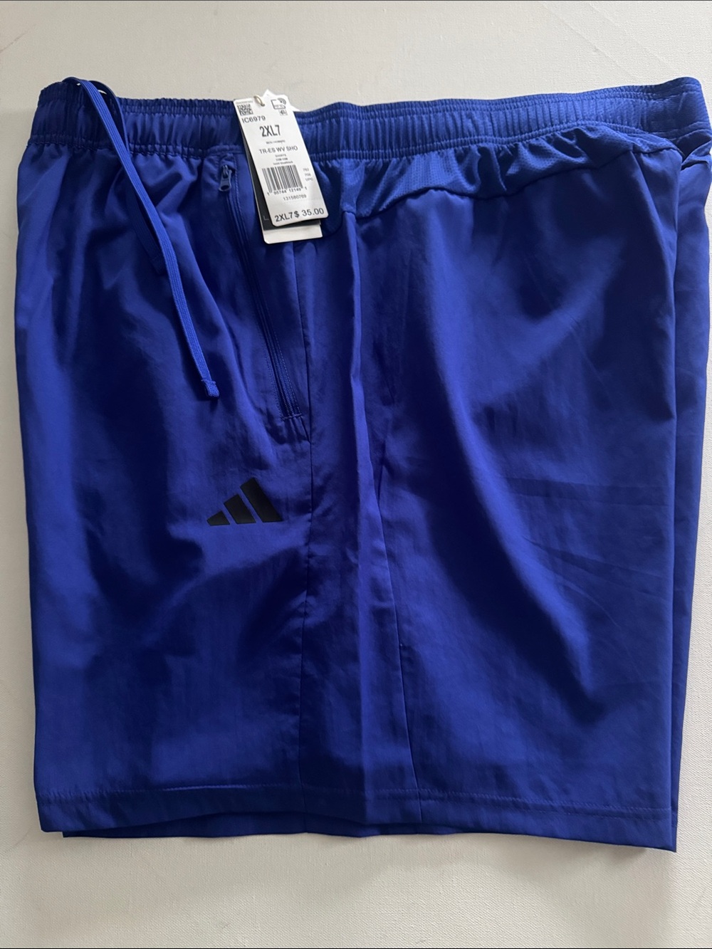 Adidas Training Shorts Mens XXL Zip Pocket Royal Blue